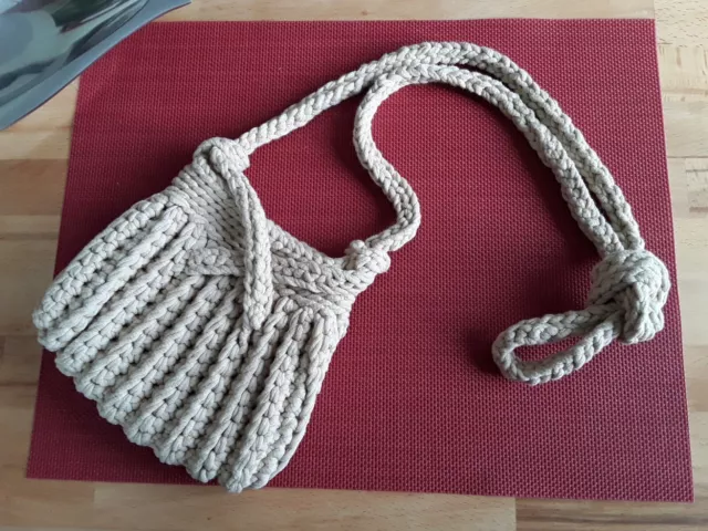 Borsa a tracolla Oktoberfest costume tradizionale all'uncinetto beige borsa cotone