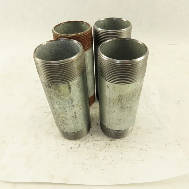 2" NPT x 6" Galvanized Iron Pipe Nipple Fitting Schedule 40 Lot of 4