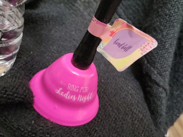 Cute Pink Bell "Ring for Ladies Night " 😊5H"x3D" Fun Gift Mom Sis Work Birthday