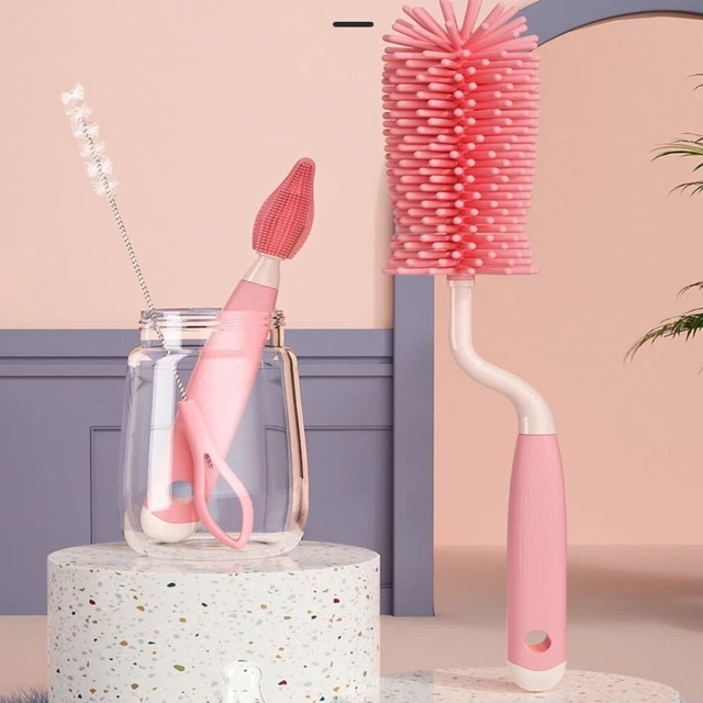 Grad Strohs ch rubber cepillo pequeño chupete bebé botellas cepillo limpieza