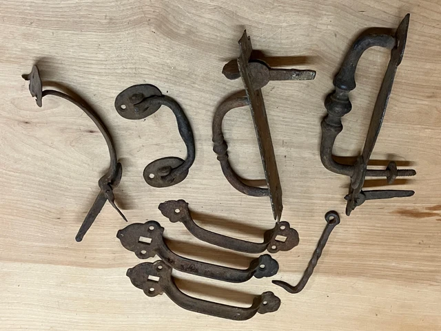 Cast Iron Antique Rusty Barn Gate Pulls Shed / Door Handles Mixed Hardware LOT 8