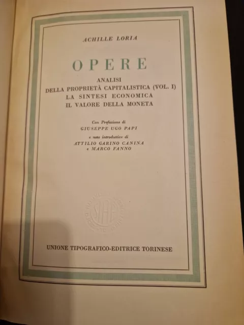 Achille Loria, Opere, Torino 1957 3