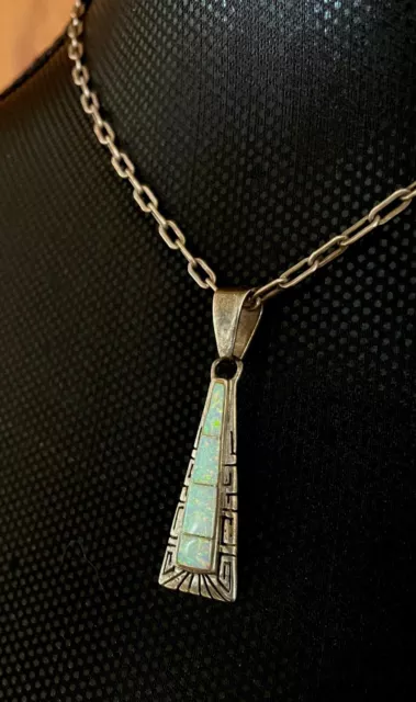 VINTAGE SW NAVAJO Signed CALVIN BEGAY Inlay Fire Opal & Sterling Silver ...