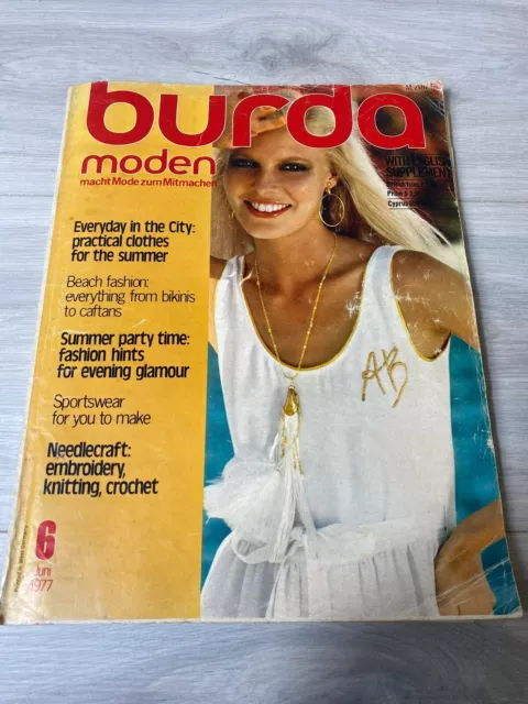 Burda Moden 6 June 1977 Fashion magazine Patterns German Great Vintage Magazine