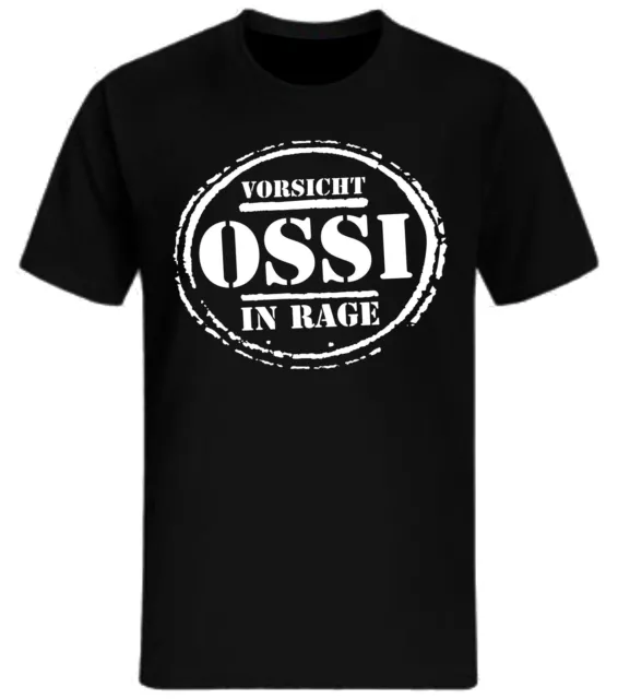 Vorsicht Ossi in RAGE T-Shirt DDR FDJ Mauer Zone Grenze Sprüche Berlin Charlie