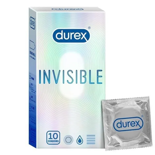 Durex Invisible Super Ultra Thin Preservativos para hombres, 10 unidades...