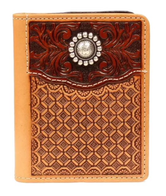 Nocona Western Mens Wallet Bifold Leather Concho Brown N5469648