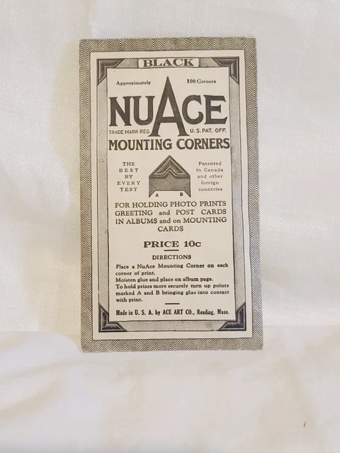 Paquete abierto de colección década de 1930 NuAce álbum de tarjetas de fotos esquinas de montaje, negro, regular
