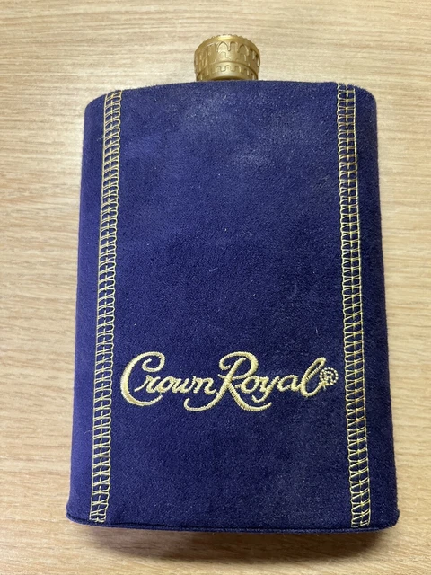 Crown Royal Whisky 8oz Stainless Steel Hip Flask Purple Suede Slip Cover Sleeve