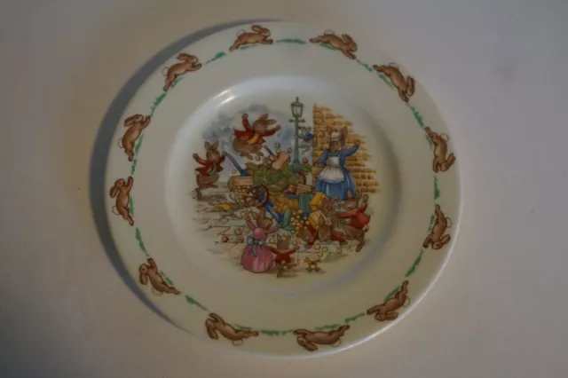 Royal Doulton - Bunnykins - Tea Plate - Toppling the Fruit Cart (SF134)