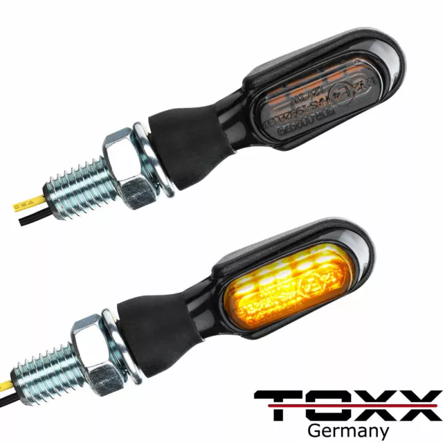 ToXx Motorrad LED Mini Blinker universal e-geprüft schwarz getönt 12V