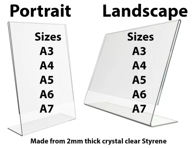 Acrylic Counter Poster Holder Perspex Leaflet Display Stand A3 A4 A5 A6 & A7