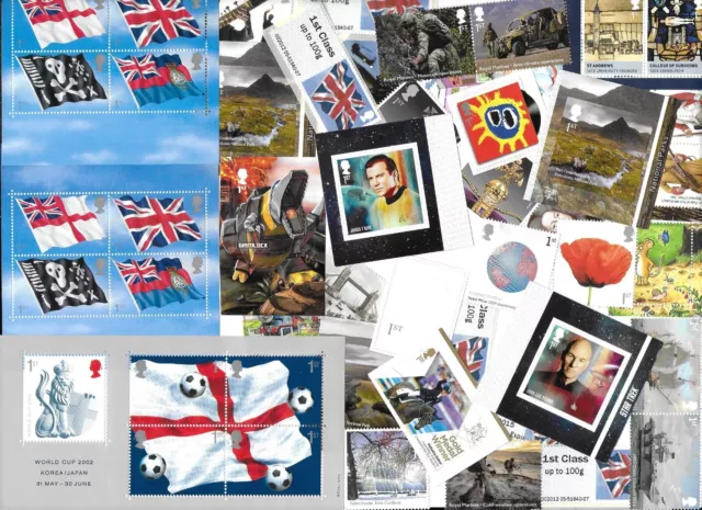 GB 100 1st CLASS COMMEMORATIVE STAMPS  £125 FACE VALUE UNUSED FULL GUM