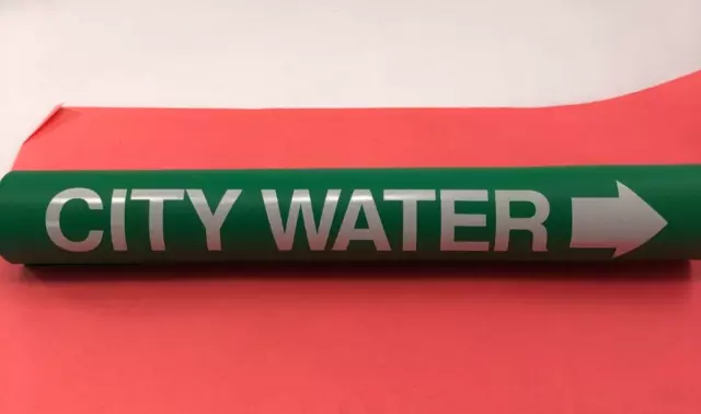 (8-pk) SETMARK 32927 SZ-15  PIPE MARKER "City WATER" White on Green