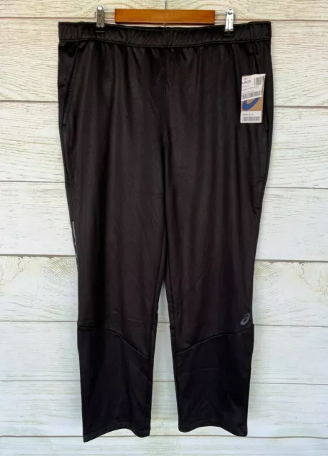 ASICS Athletic Pants Mens Size XLarge Black M OB Fleece Lined Line Design New