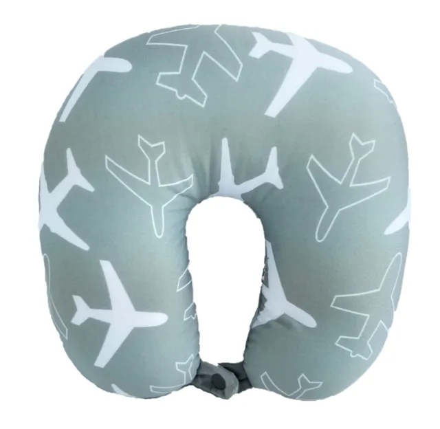 New Print U Shape Micro Bead Travel Pillow Neck Support Cushion Airplane Gray