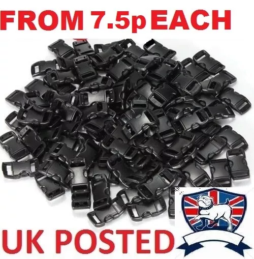 100X 10mm 3/8 CONTOURED QUICK RELEASE BUCKLE CLIP - PARACORD BRACELET SURVIVAL