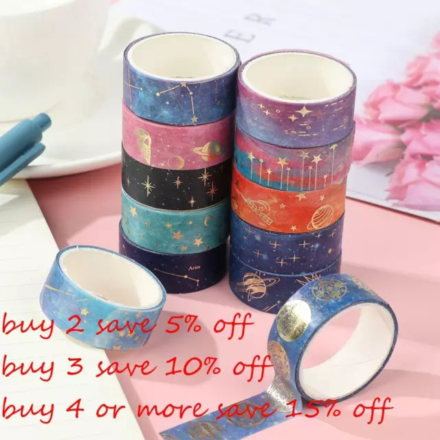 Gold Foil Adhesive Washi Tape Decorative Sticker Starry Sky Masking Tape