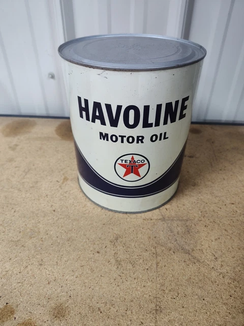 VINTAGE TEXACO HAVOLINE Motor Oil Can 1 Gal Metal Gas Service Station £ ...