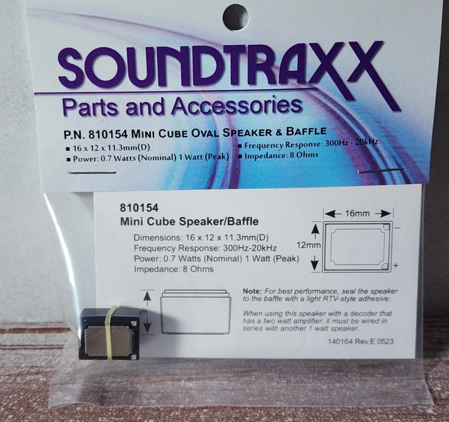 Soundtraxx 810154 Mini Cube Oval Speaker & Baffle For Model Trains - Black 7 thumbnail image