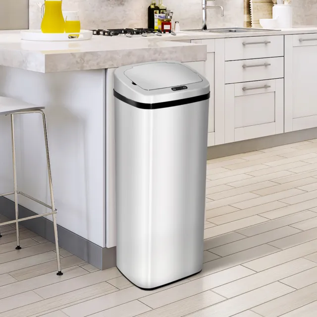 50L Infrared Touchless Automatic Motion Sensor Dustbin Stainless Steel Trash Can