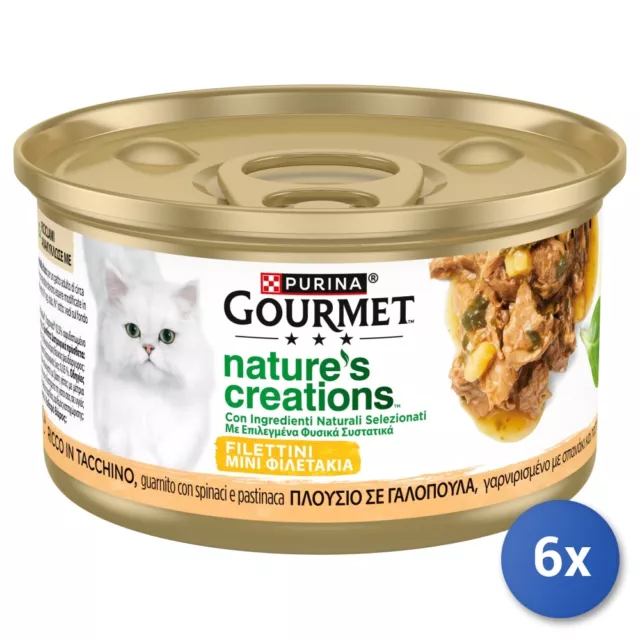 6x Gourmet NATURE'S Creation Filettini 85 Gr. Dinde Épinards Panais