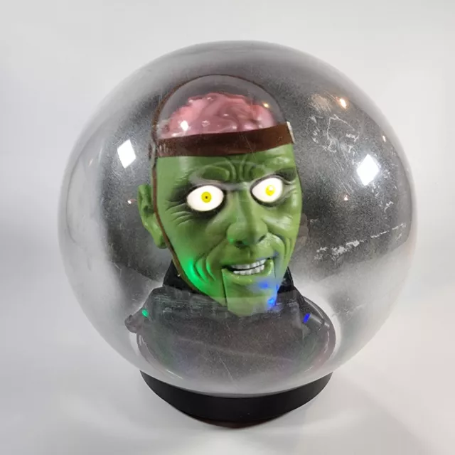 Halloween Decoration Animated Monster Spirit Ball Green Head with Brains Gemmy