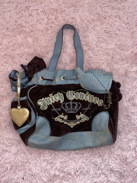 Teal Brown Juicy Couture Velour Daydreamer Bag