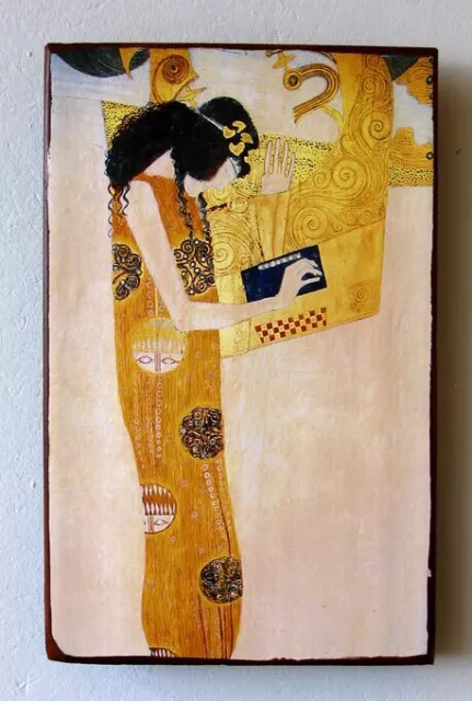 Genien und Poesie Beethovenfries Unikat auf 100 J. altem Ziegel Gustav Klimt 44