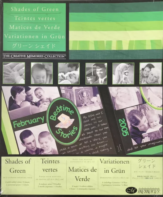 Creative Memories SHADES OF GREEN  PHOTO MOUNT PAPER - 10 x 12” - 12 Sheets-BNIP