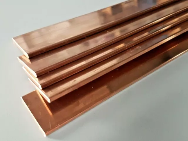 Copper Flat Bar  1" x 1/8" (25.4mm x 3.2mm) Stock Metal, C101,  Various Lengths