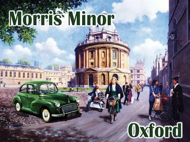 Morris Minor in Oxford - Metal Wall Sign (Large)