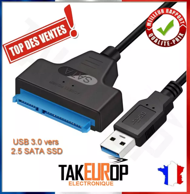 Adaptateur Sata Vers Usb 3.0 2.5" Pour Disque Dur HDD SSD Cable Converter Bleu