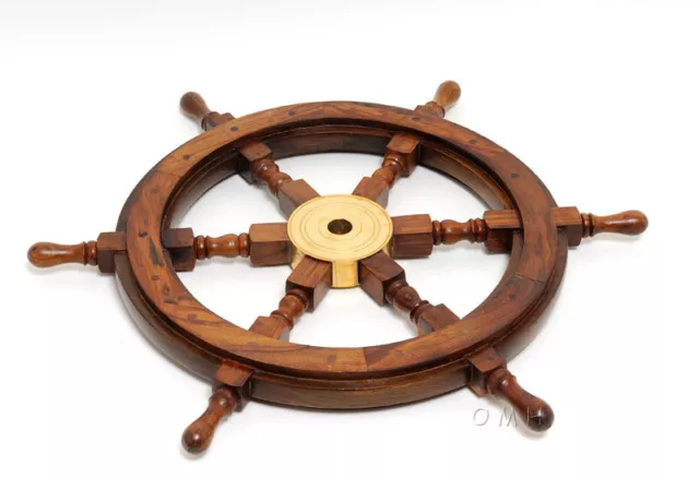 Ship Wheel-24 inches Rosewood Nautical Pirate Ship's