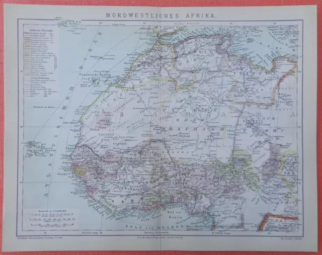 NORDWESTLICHES - AFRIKA Kolonien Oberguinea  LANDKARTE 1882