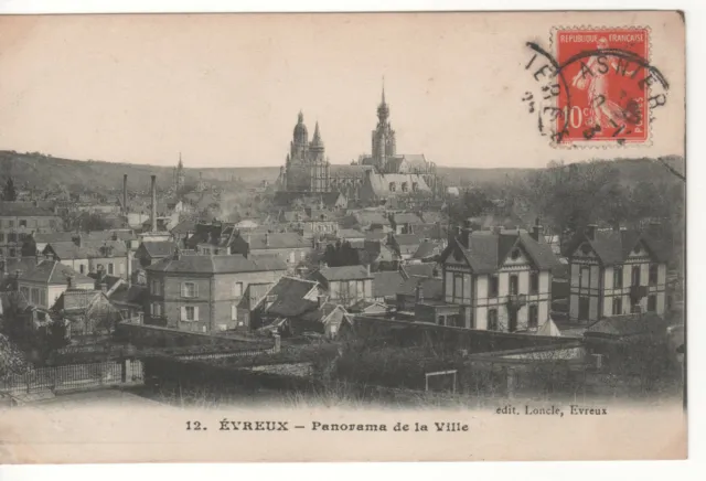 Cpa - Évreux - 27 - Panorama De La Ville - Écrite En 1913