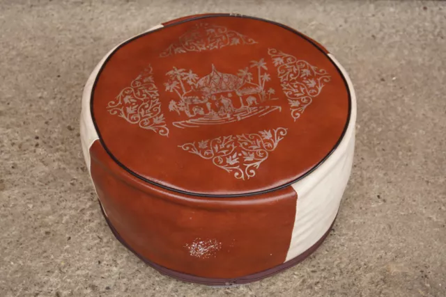 60er Vintage Hocker Sitzkissen Pouf Ottomane Kamelhocker 60s Kaminhocker 5