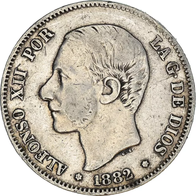 [#960606] Monnaie, Espagne, Alfonso XII, 2 Pesetas, 1882, Madrid, TB+, Argent, K