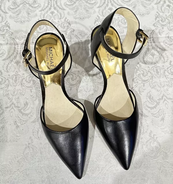 Michael Kors Slingback Pointed Toe Black Women Heels Shoes Size 7.5