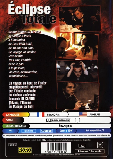 Eclipse Totale / [ Leonardo Di Caprio - Romane Bohringer ] / Dvd Comme Neuf / Vf 2