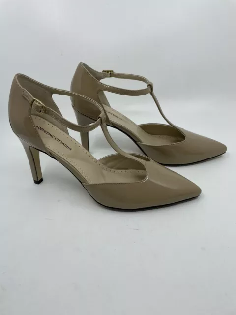 New Adrienne Vittadini Nude Patent Leather Pointed Toe Heels- size 8.5