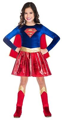 Childs Supergirl Fancy Dress Superhero Costume Kids Girls Book Day Week