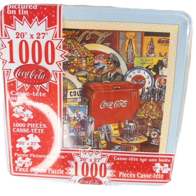 Vintage Coca Cola 1000 Piece Puzzle In Tin Cannister New Never Opened Coke Toy