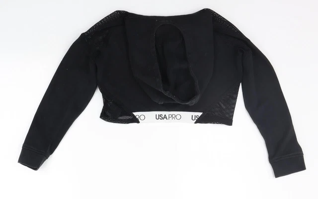 Felpa con cappuccio pullover nera in cotone USA Pro per bambina taglia 9-10 anni 2