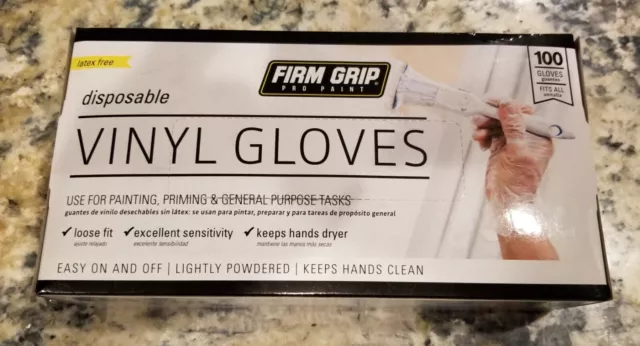 FIRM GRIP Pro Paint Disposable Vinyl Gloves 100 gloves Latex Free 13690 Glove