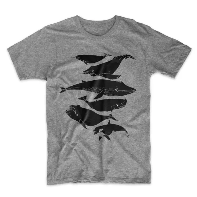 Whales T-Shirt on Gray or White Soft Cotton Premium Tee. Comfy!