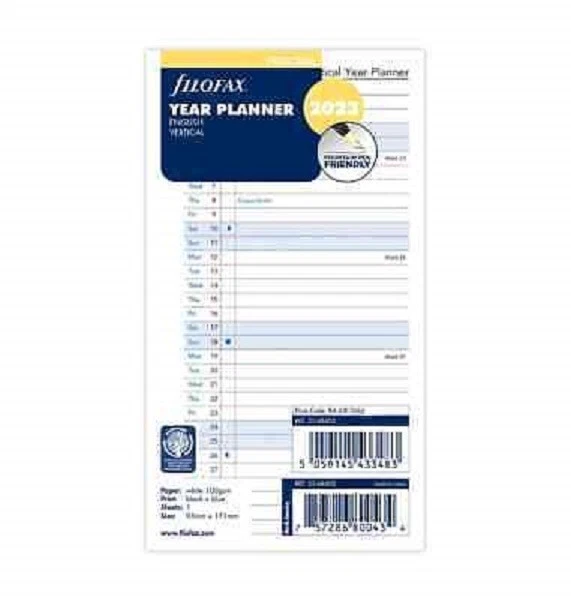 FILOFAX 2023 PERSONAL year planner english vertical refill insert 23