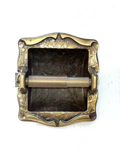 Vintage Amerock Carriage House Antique Brass Toilet Tissue Paper Holder Recessed