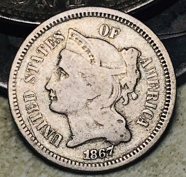 1867 Three Cent Nickel Piece 3C Ungraded Choice Civil War Era US Coin CC18178