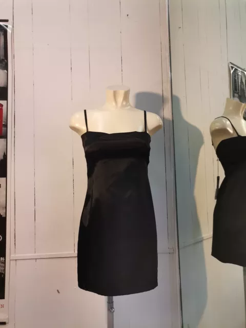 mini abito da donna nero, nuovo con cartellino, due pezzi (vestito e reggiseno) 